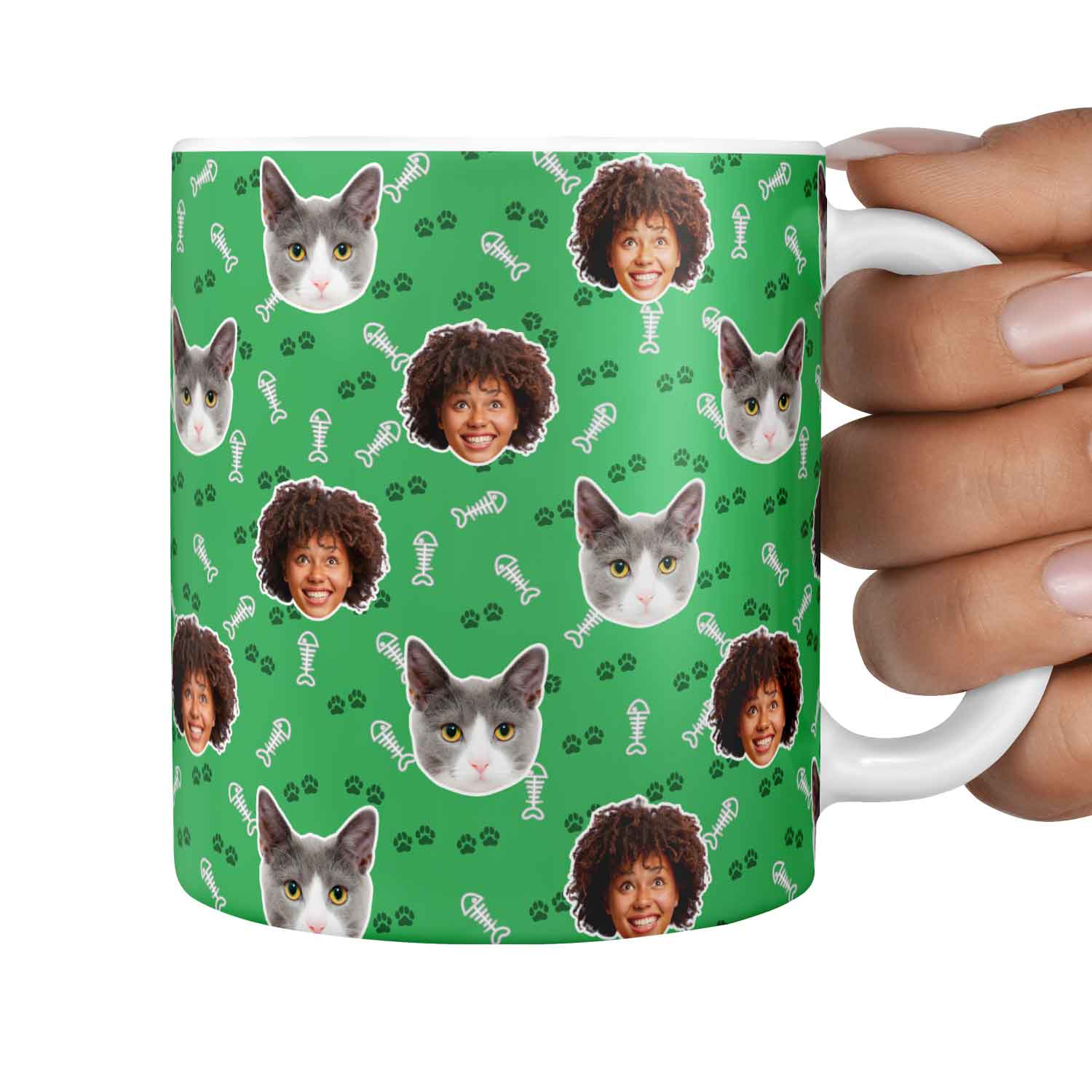 You & Your Cat Fish Bone & Paw Print Custom Cat Mug