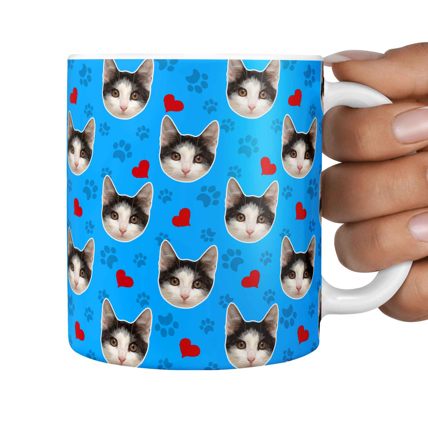 Paws & Hearts Personalised Cat Mug