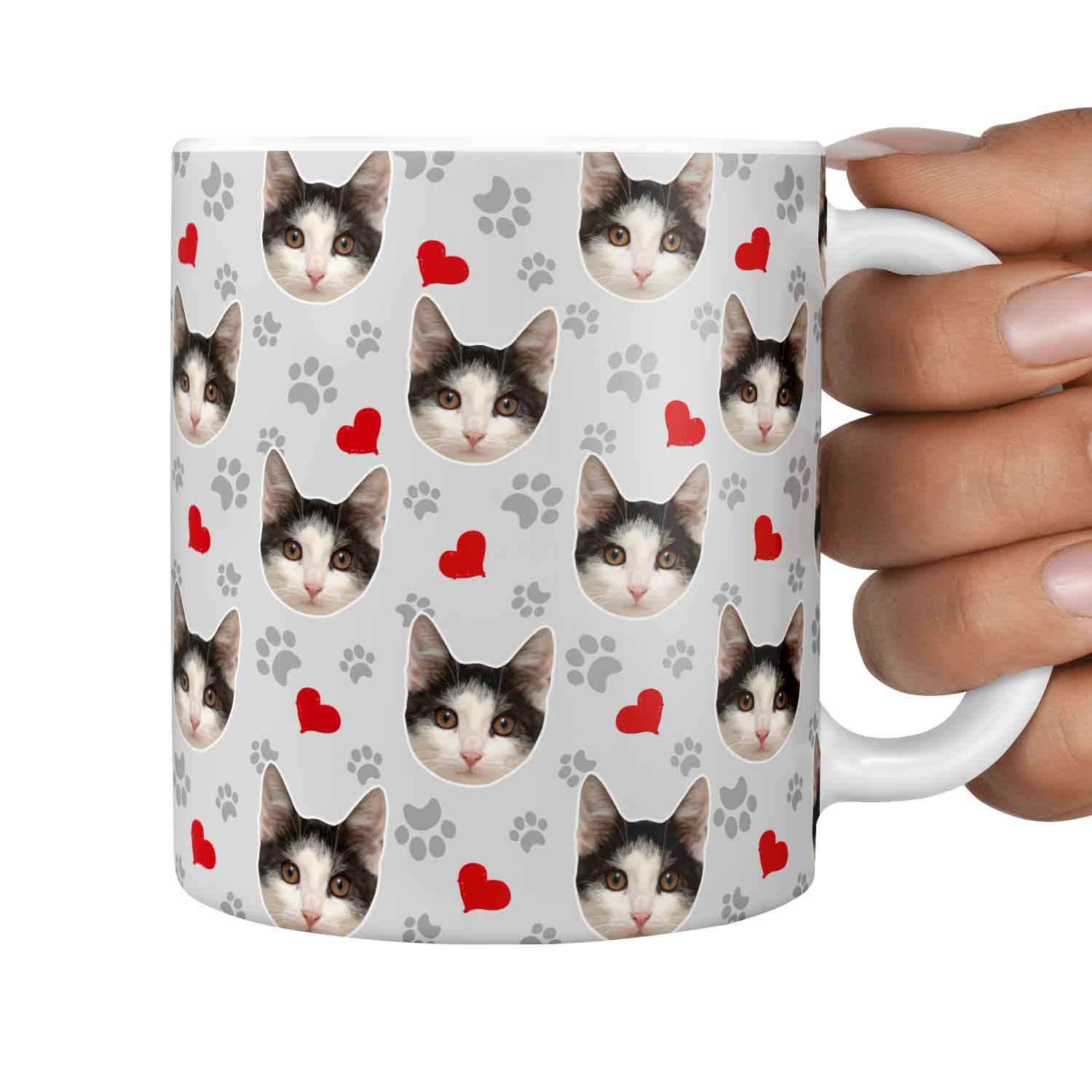Paws & Hearts Personalised Cat Mug