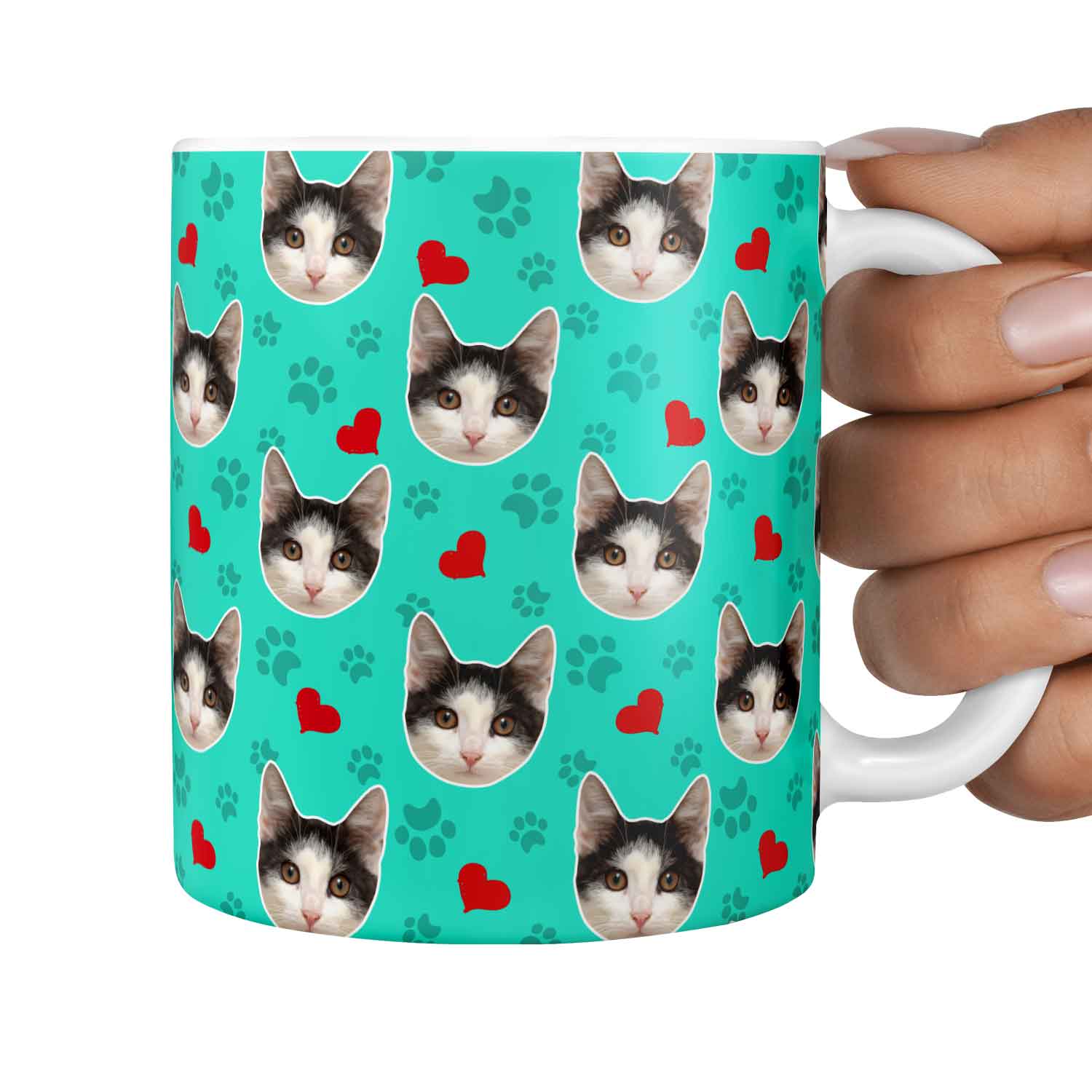 Paws & Hearts Personalised Cat Mug