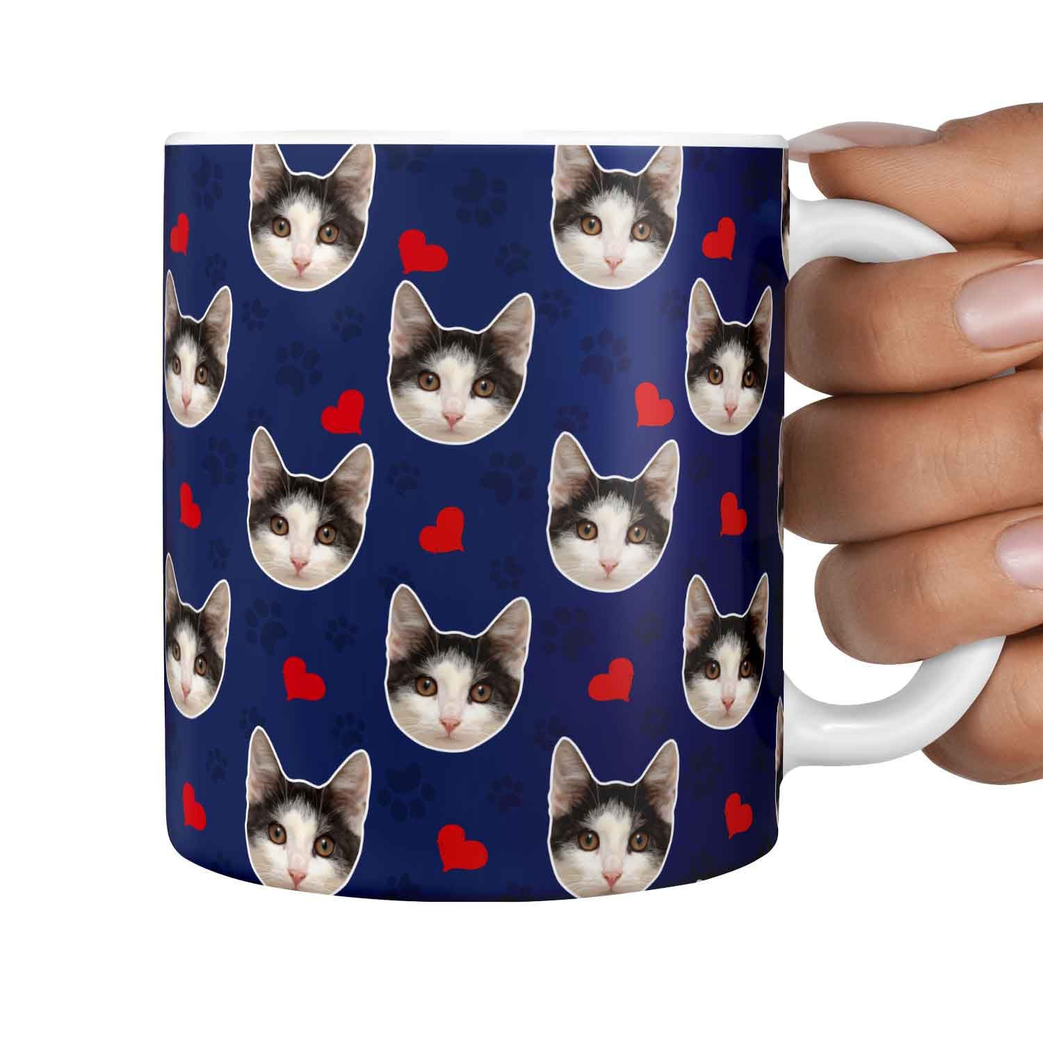 Paws & Hearts Personalised Cat Mug