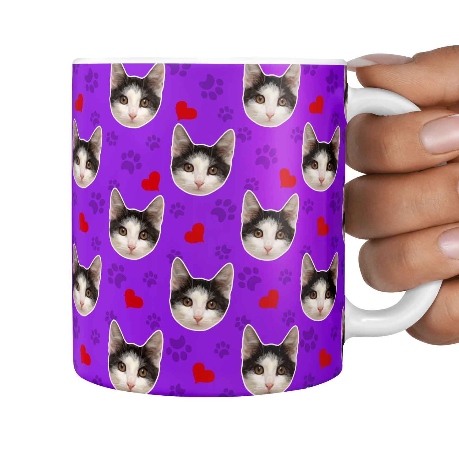 Paws & Hearts Personalised Cat Mug