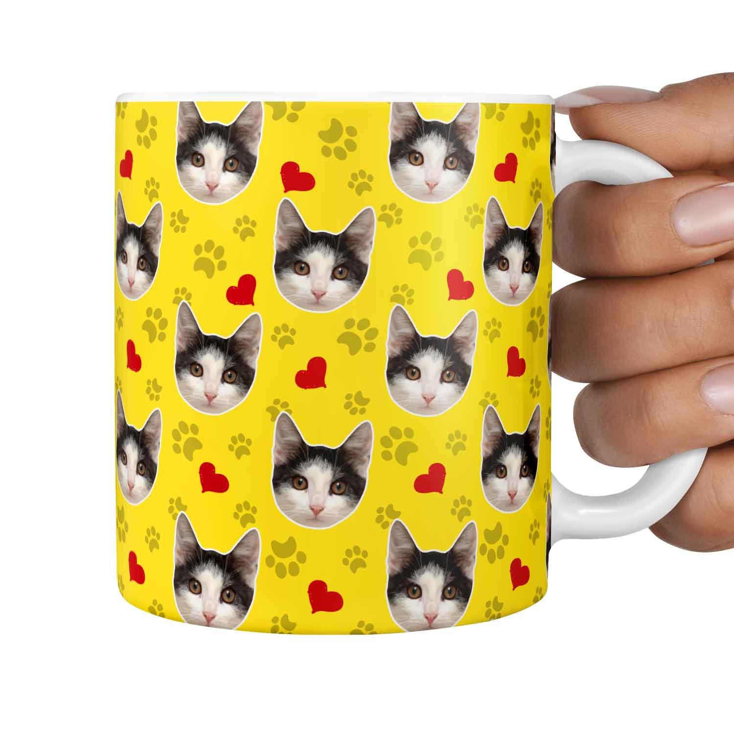 Paws & Hearts Personalised Cat Mug