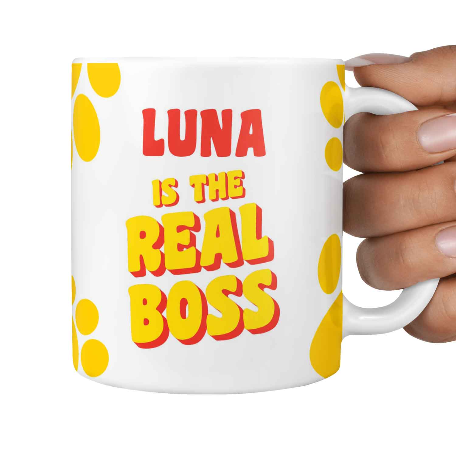 Your Cat (Name) Is The Real Boss Personalised Mug