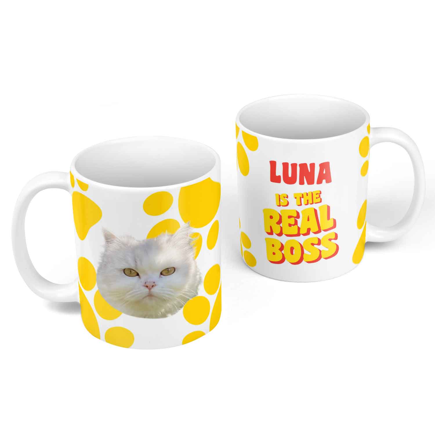 Your Cat (Name) Is The Real Boss Personalised Mug
