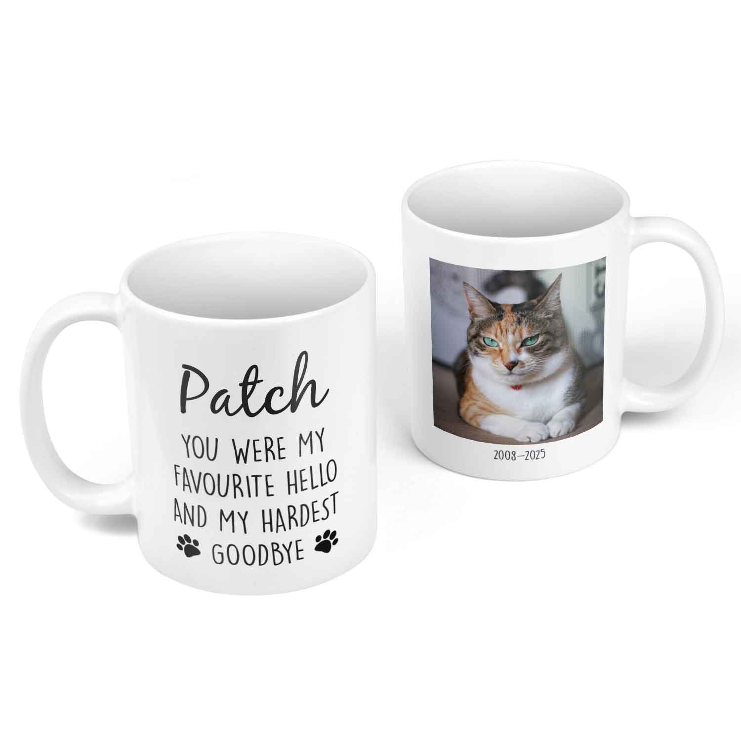 (Name) Favourite Hello & Hardest Goodbye Cat Memorial Mug