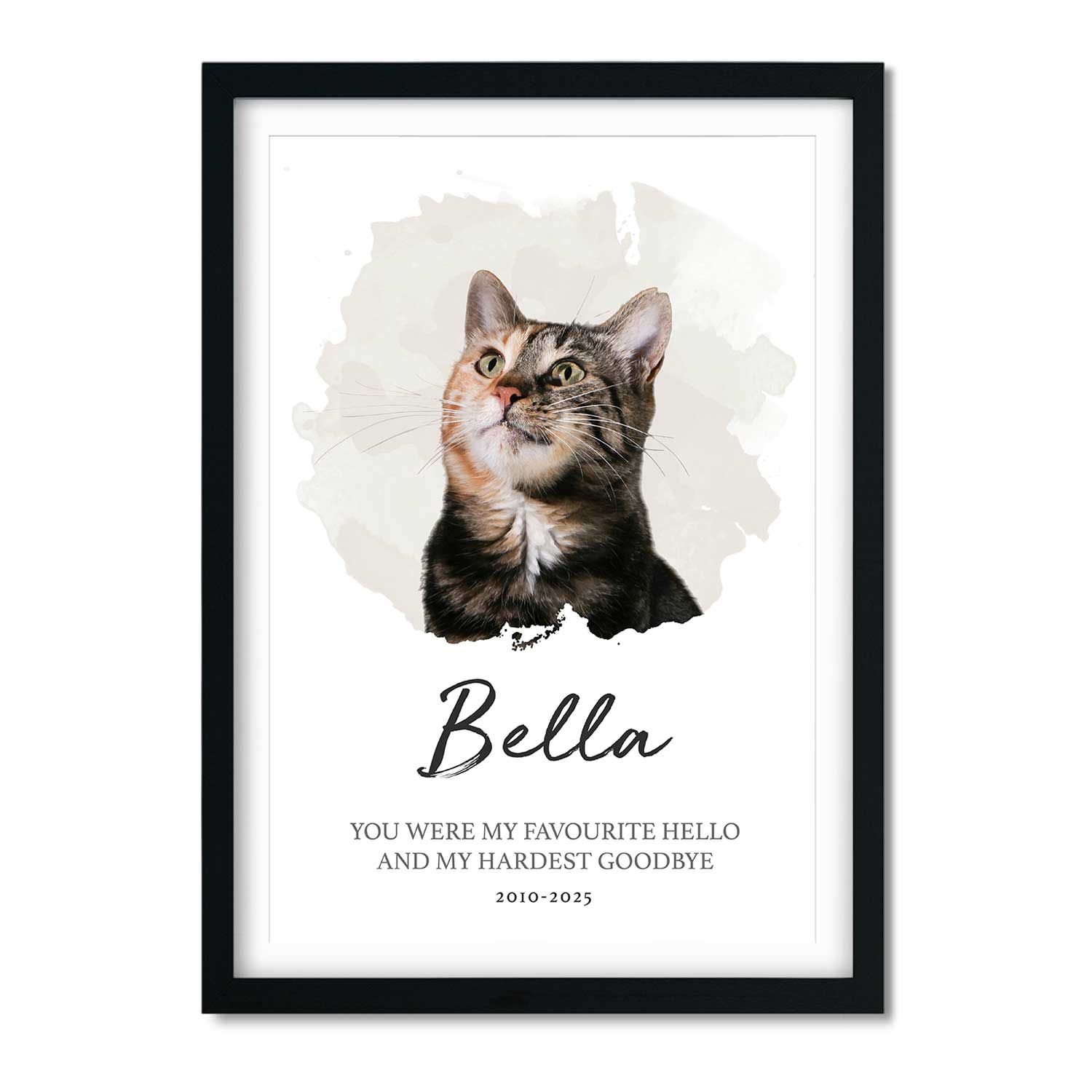 (Cat Name) Favourite Hello & Hardest Goodbye Memorial Print