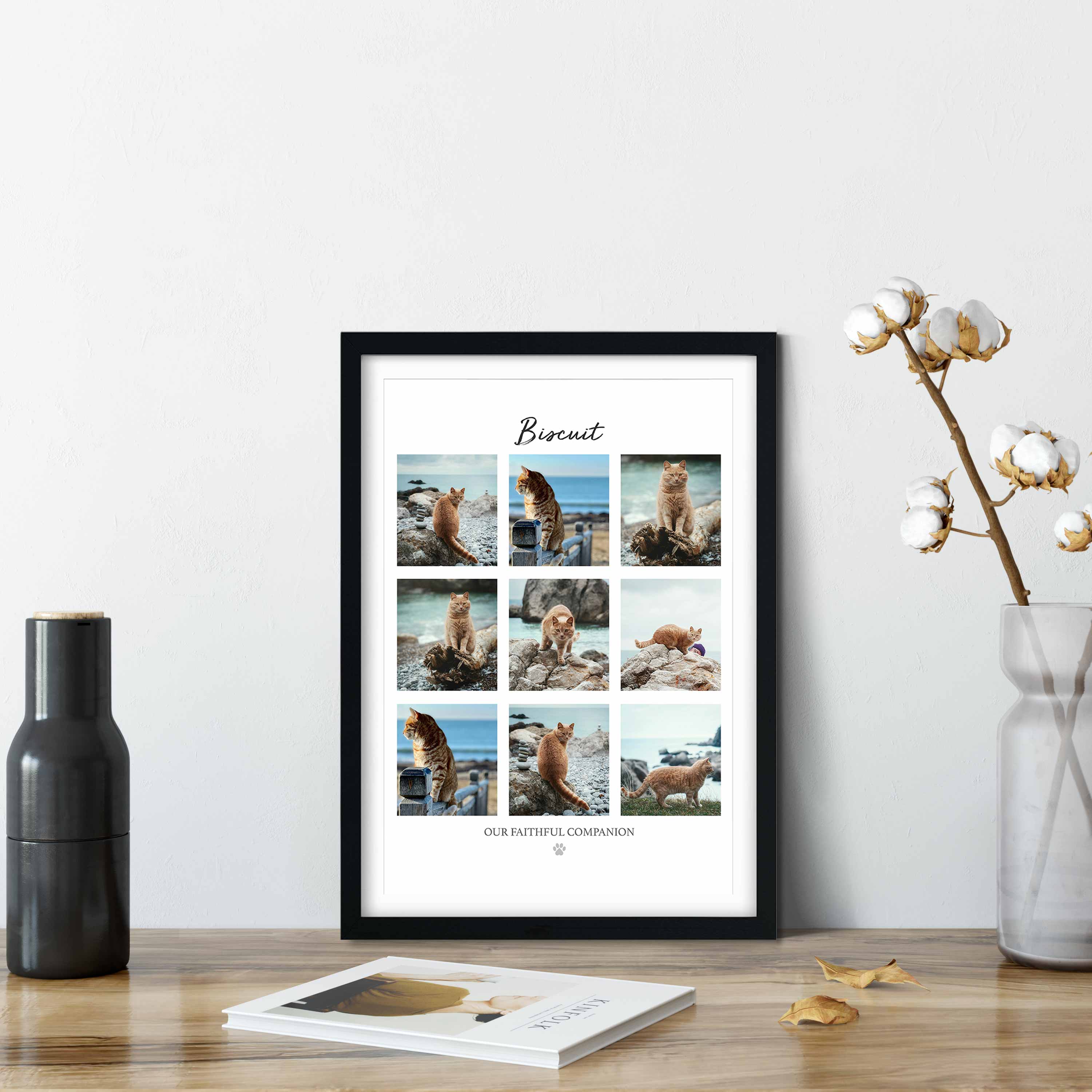 (Cat Name) Our Faithful Companion Photo Collage Memorial Print