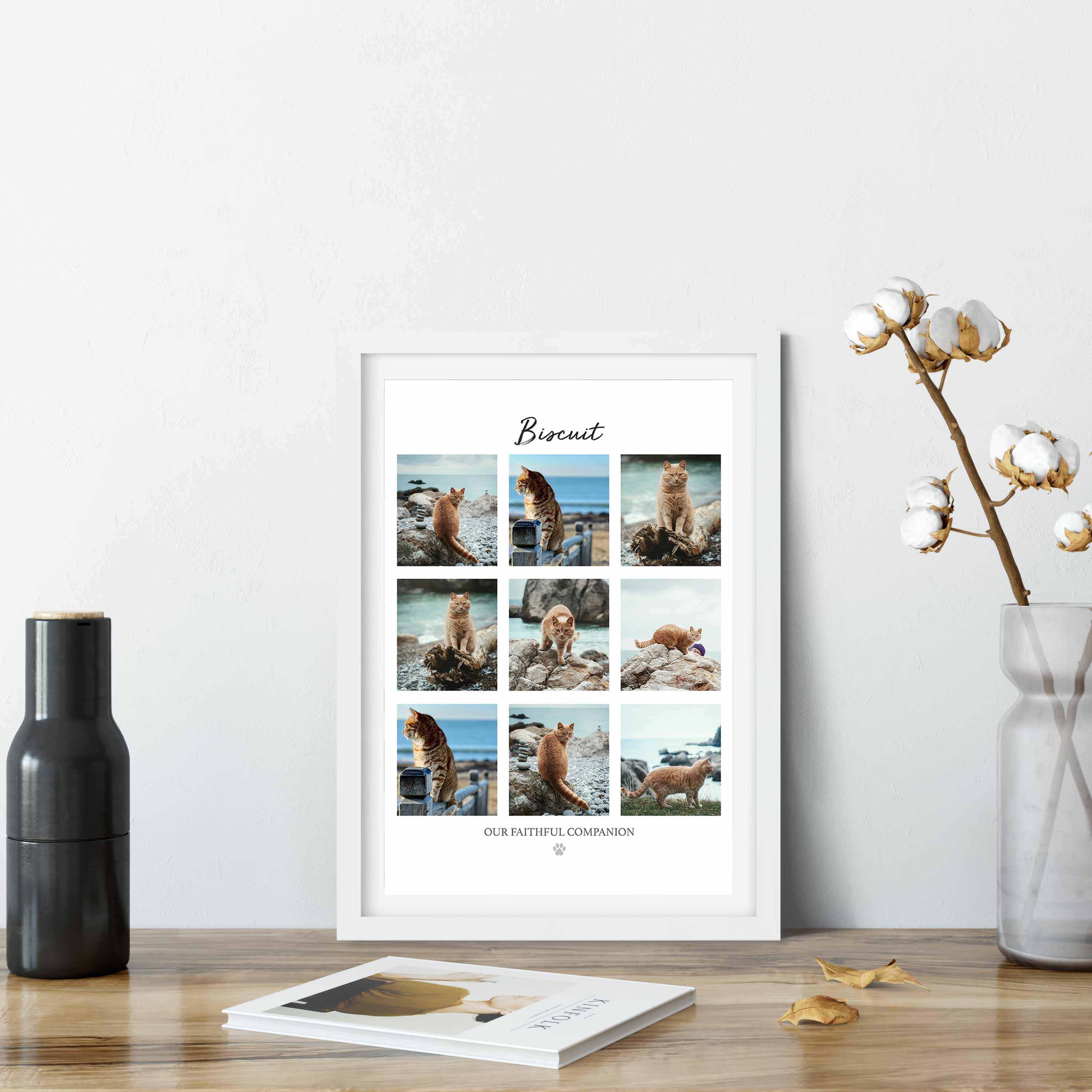 (Cat Name) Our Faithful Companion Photo Collage Memorial Print