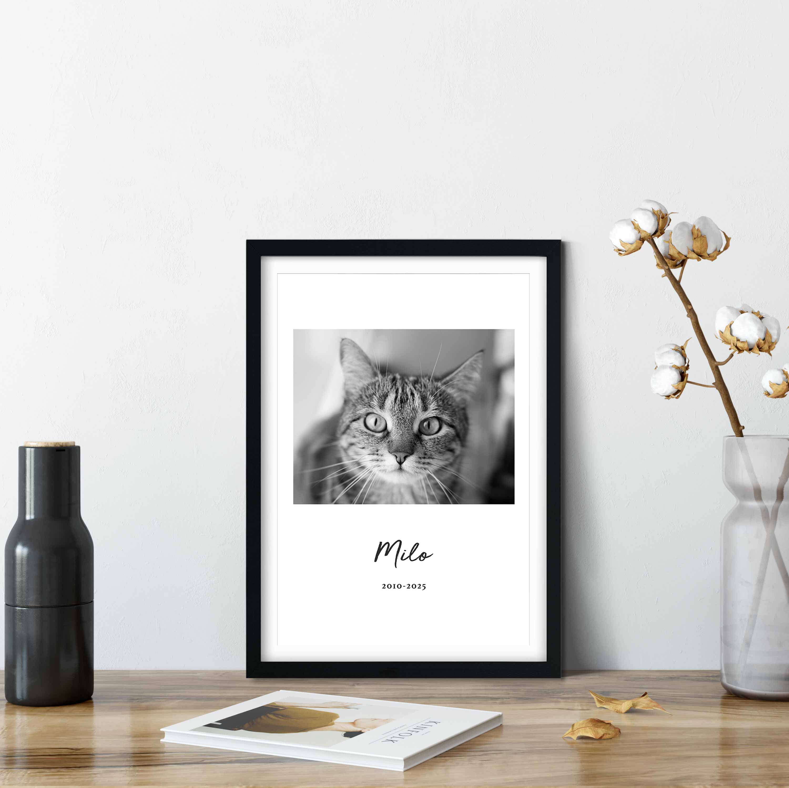 Black and White Cat Memorial Print