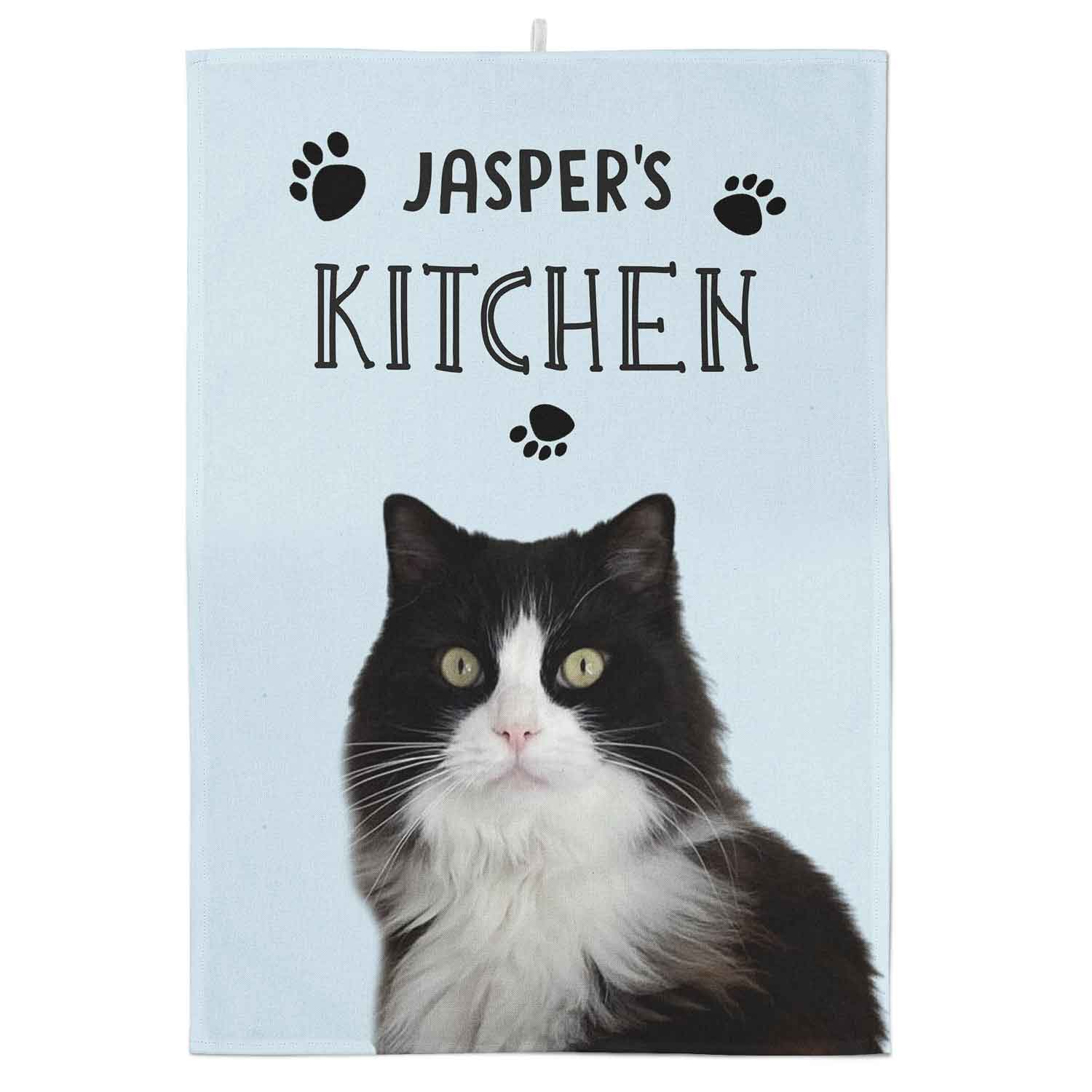 [Cat's Name]'s Kitchen Personalised Tea Towel
