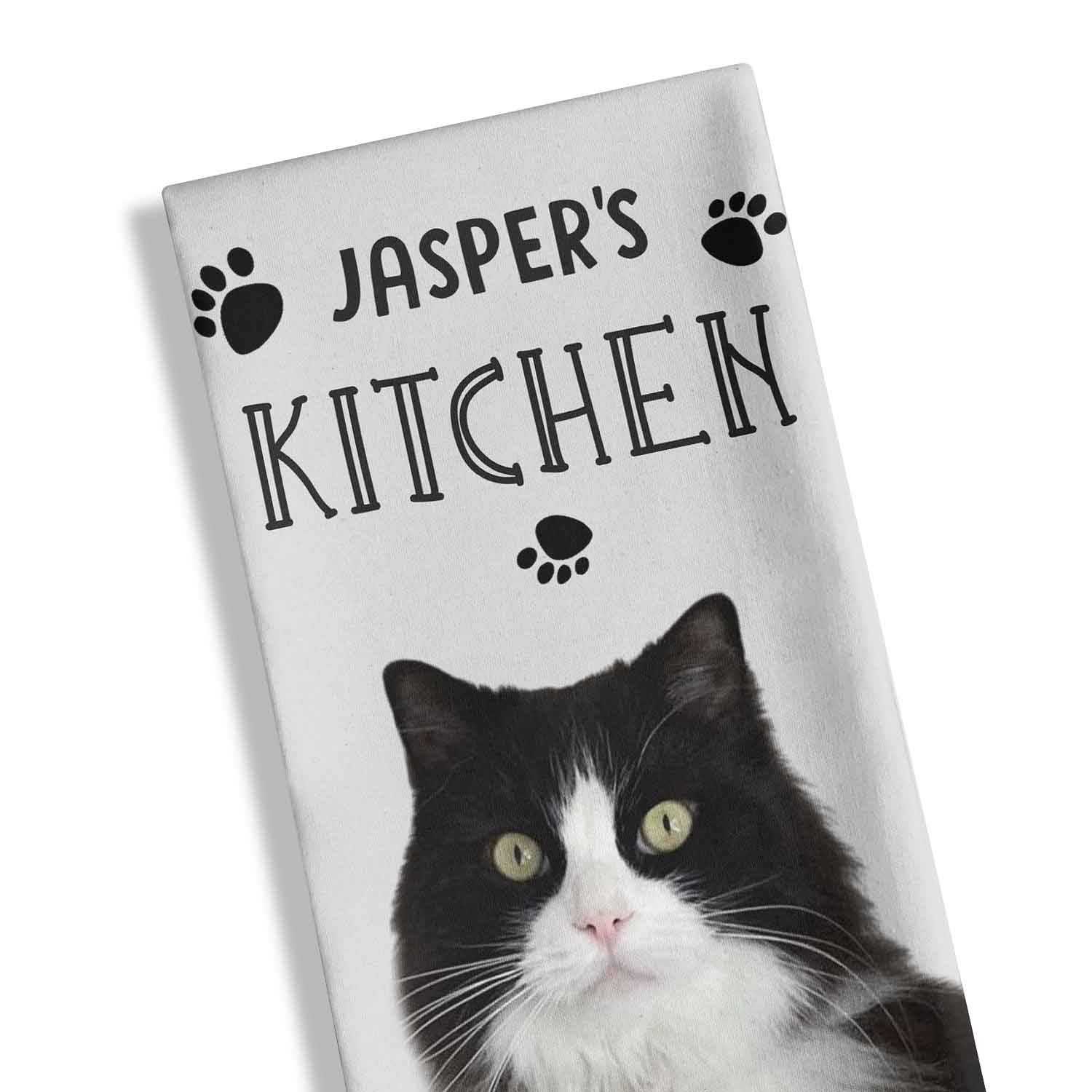 [Cat's Name]'s Kitchen Personalised Tea Towel