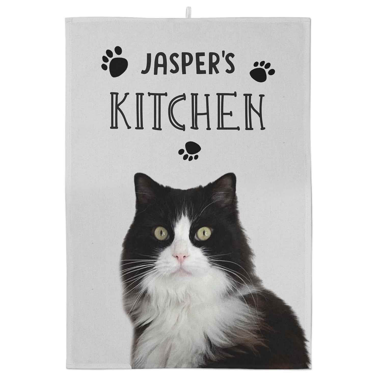 [Cat's Name]'s Kitchen Personalised Tea Towel