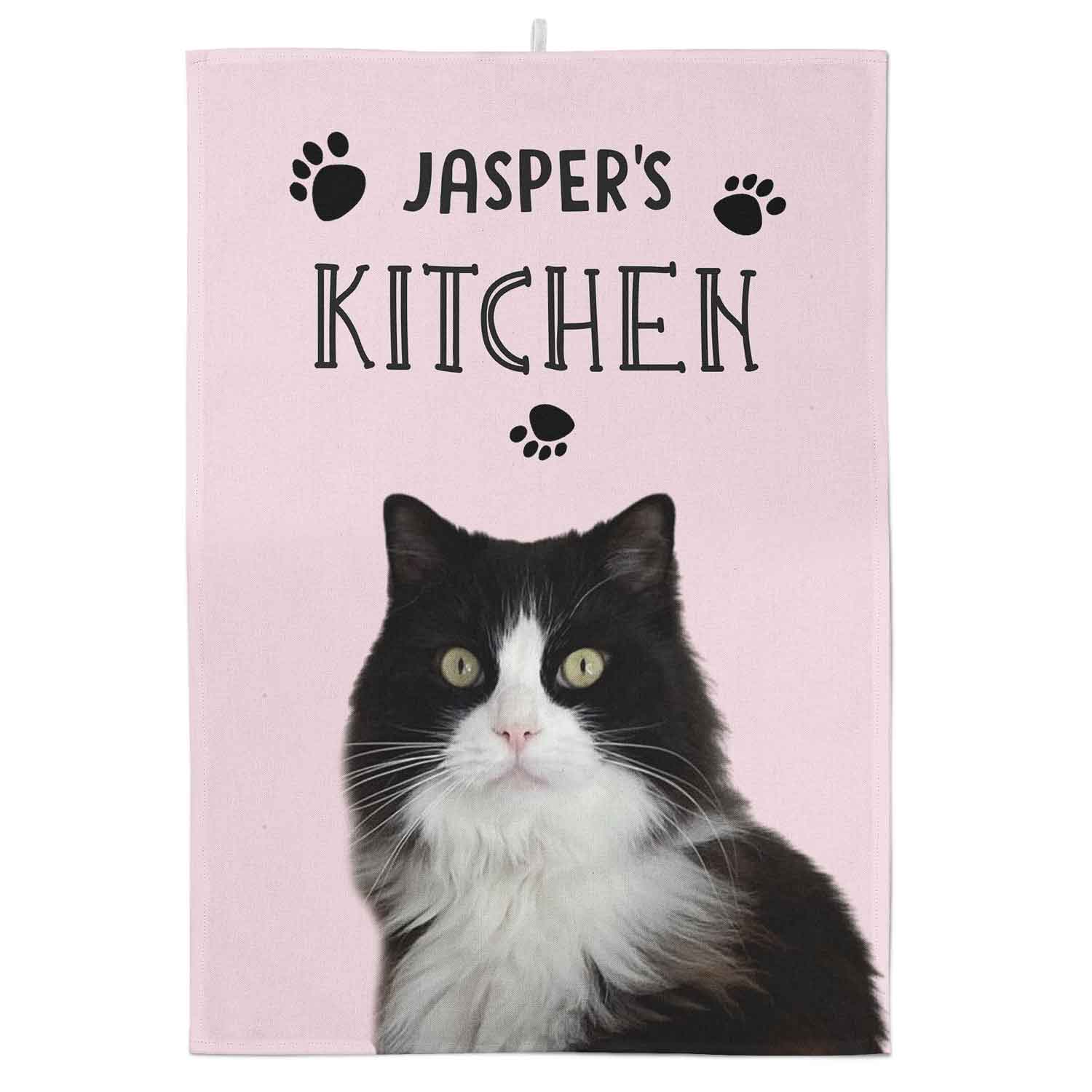 [Cat's Name]'s Kitchen Personalised Tea Towel