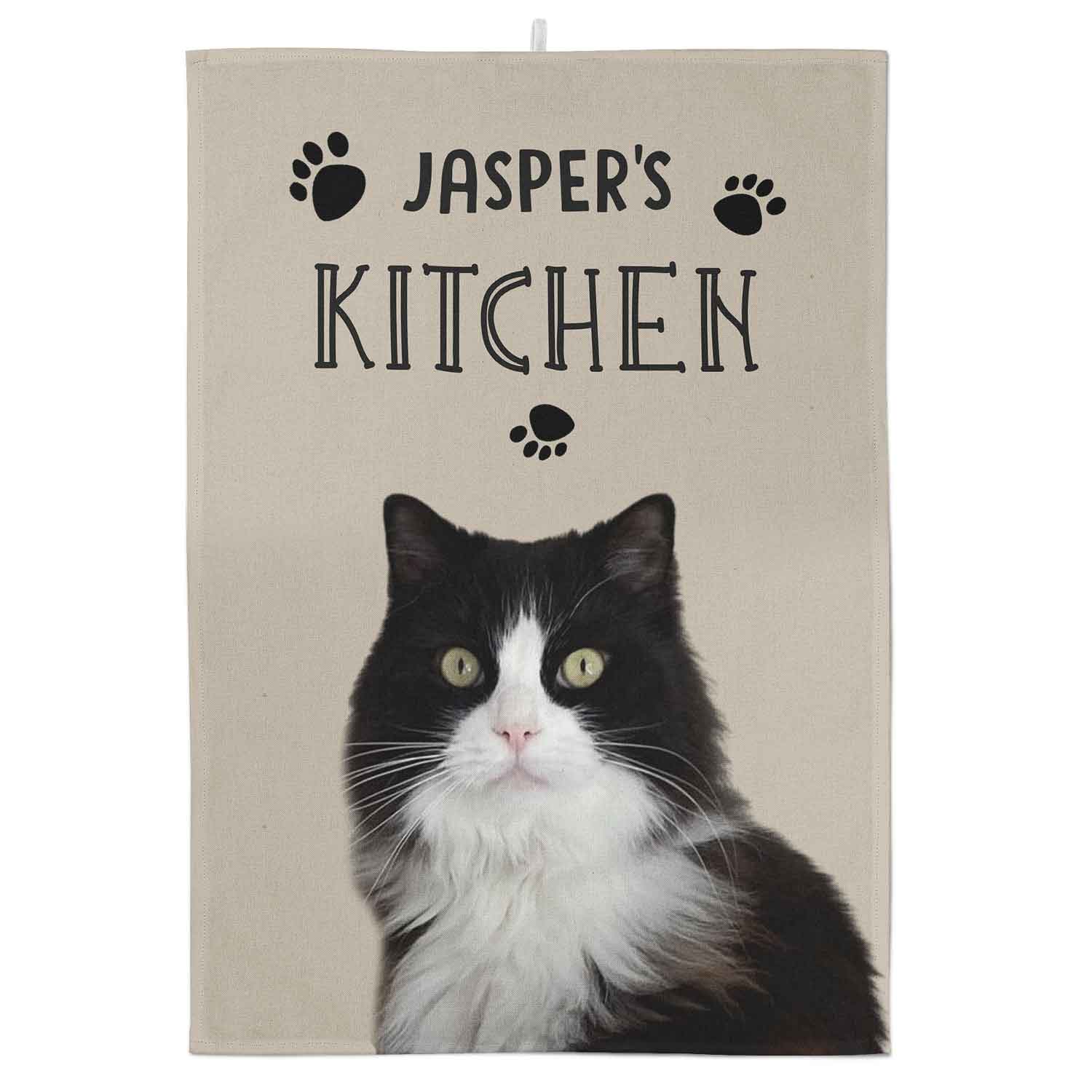 [Cat's Name]'s Kitchen Personalised Tea Towel