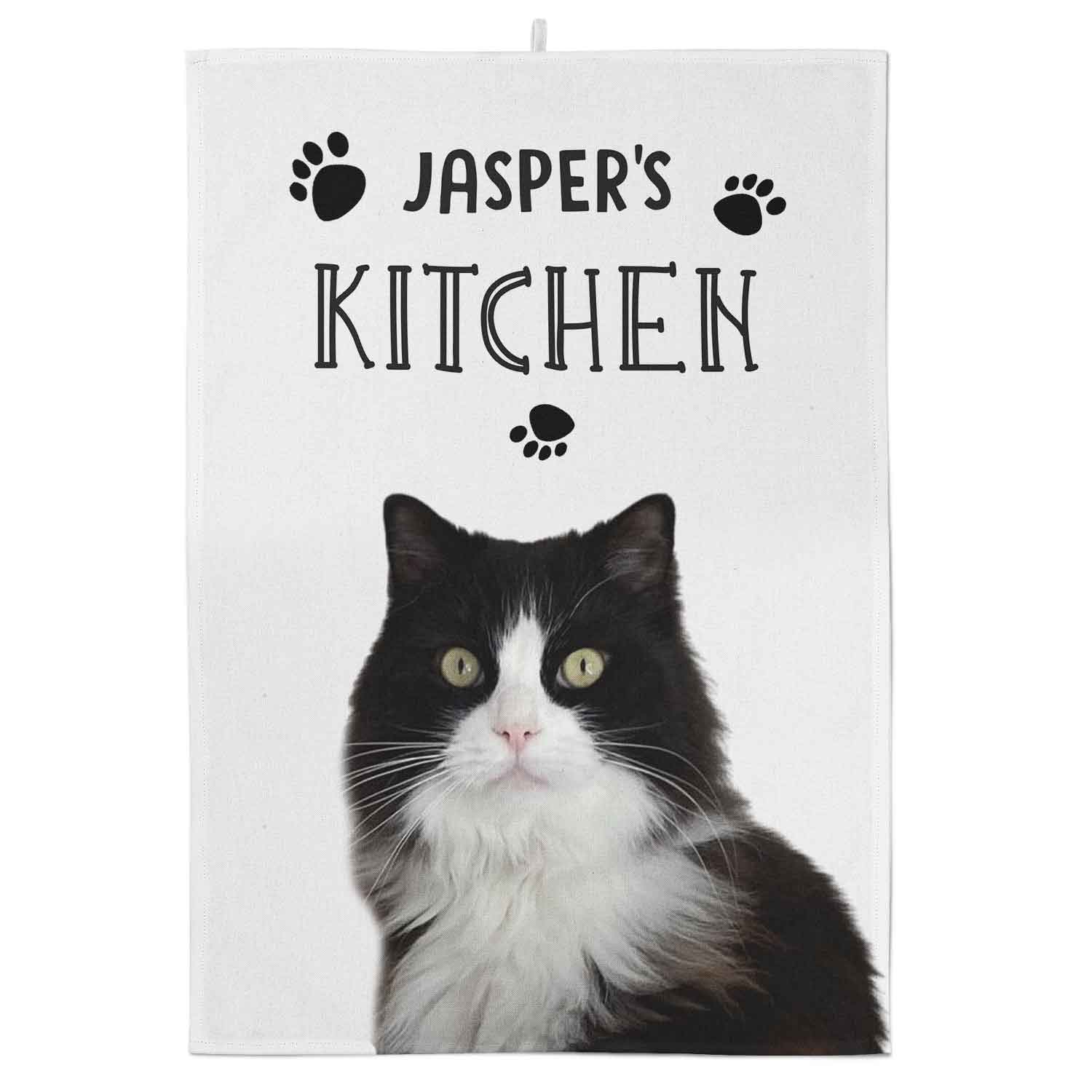 [Cat's Name]'s Kitchen Personalised Tea Towel