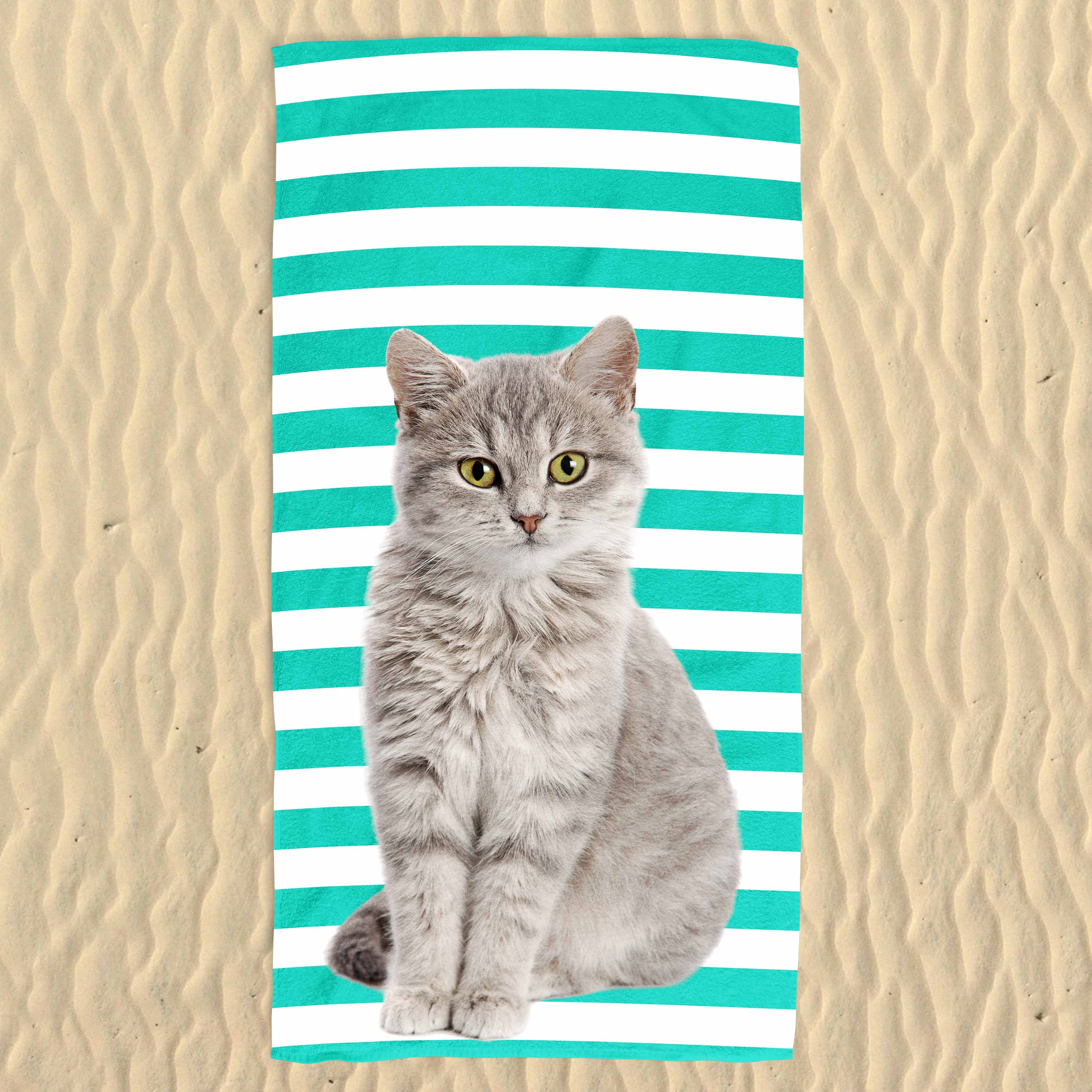 Your Cat Stripe Pattern Beach Towel