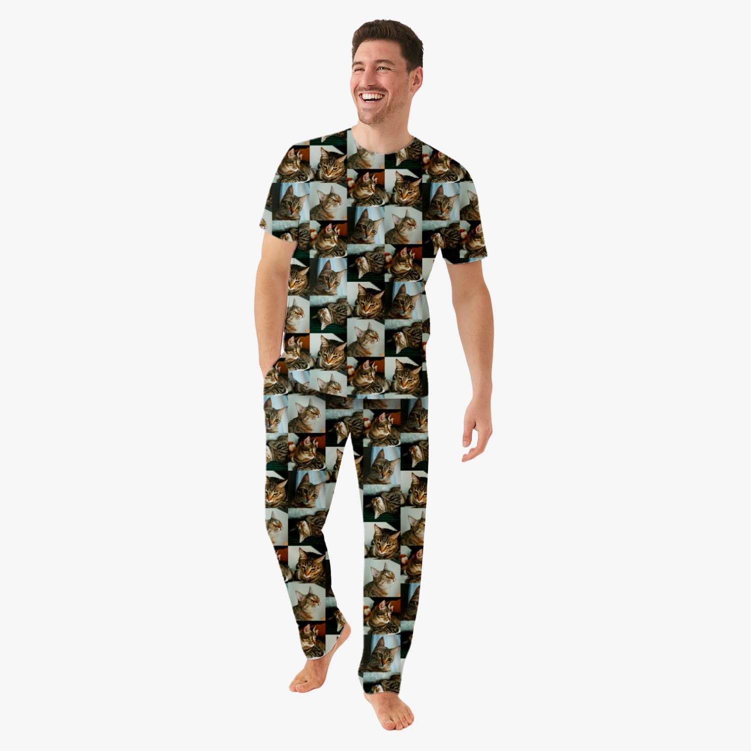 Men's Cat Photo Collage Pyjamas - Trousers Set