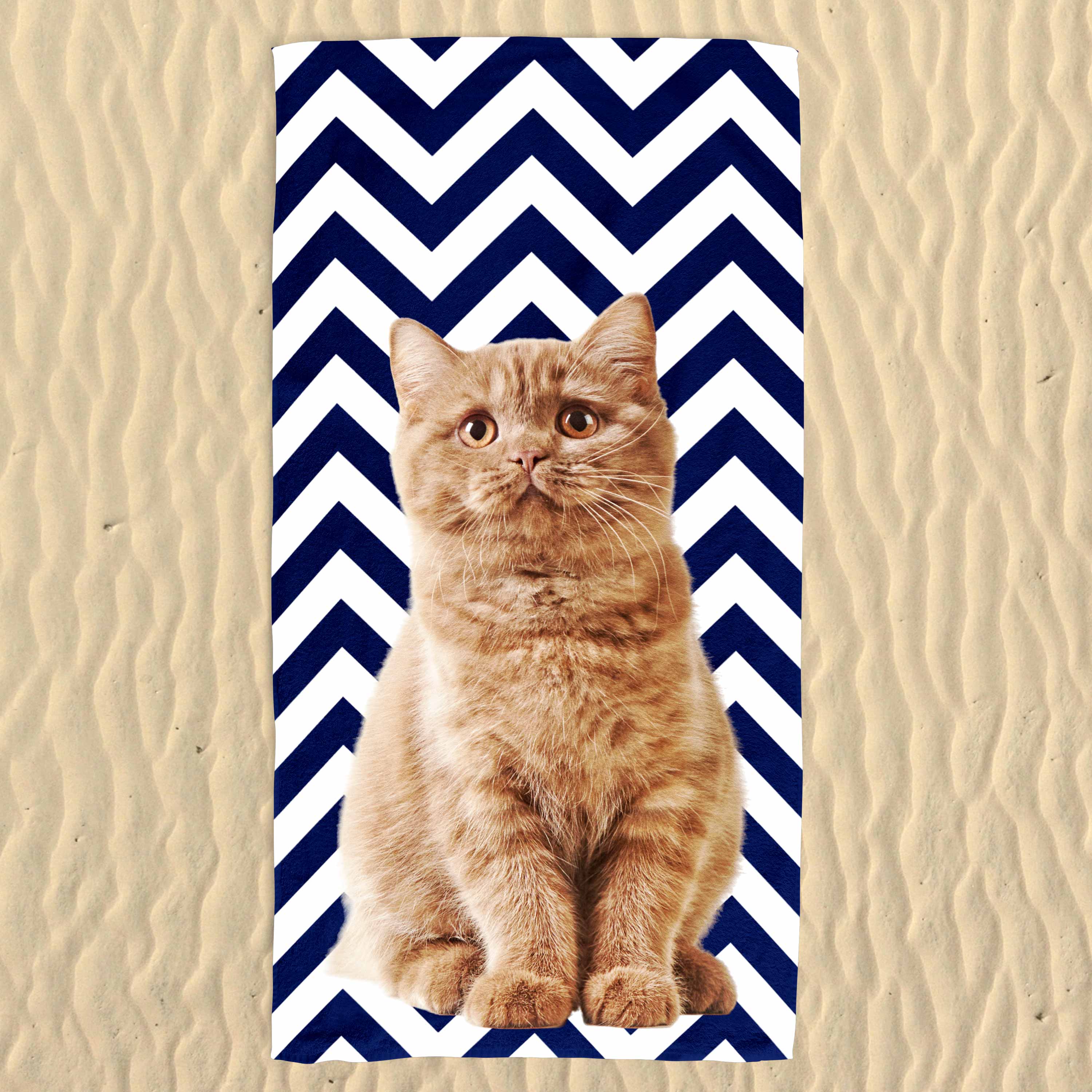 Your Cat Zig Zag Pattern Beach Towel
