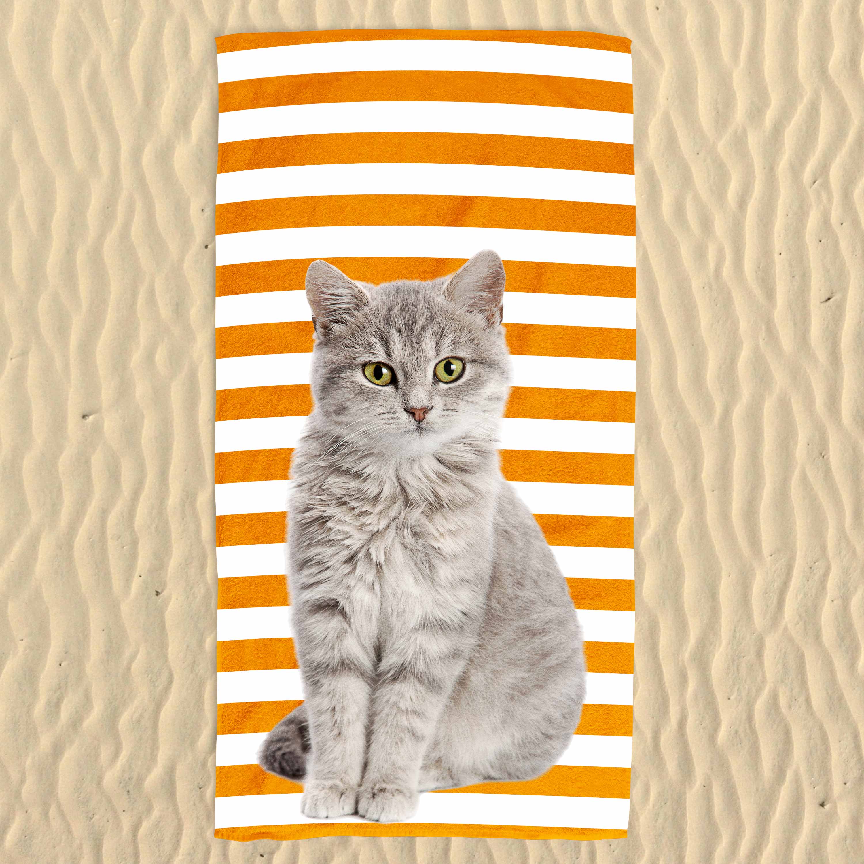 Your Cat Stripe Pattern Beach Towel