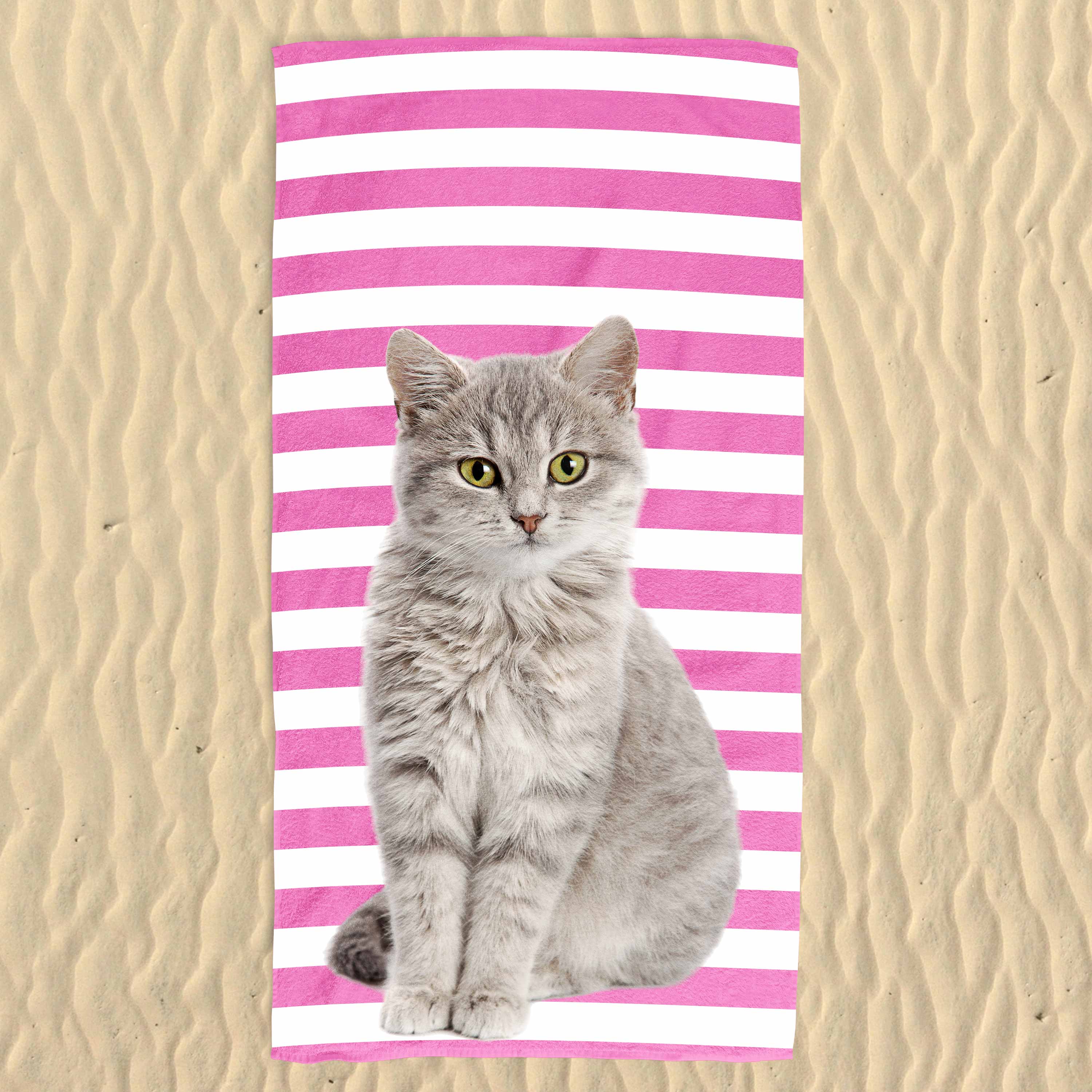 Your Cat Stripe Pattern Beach Towel