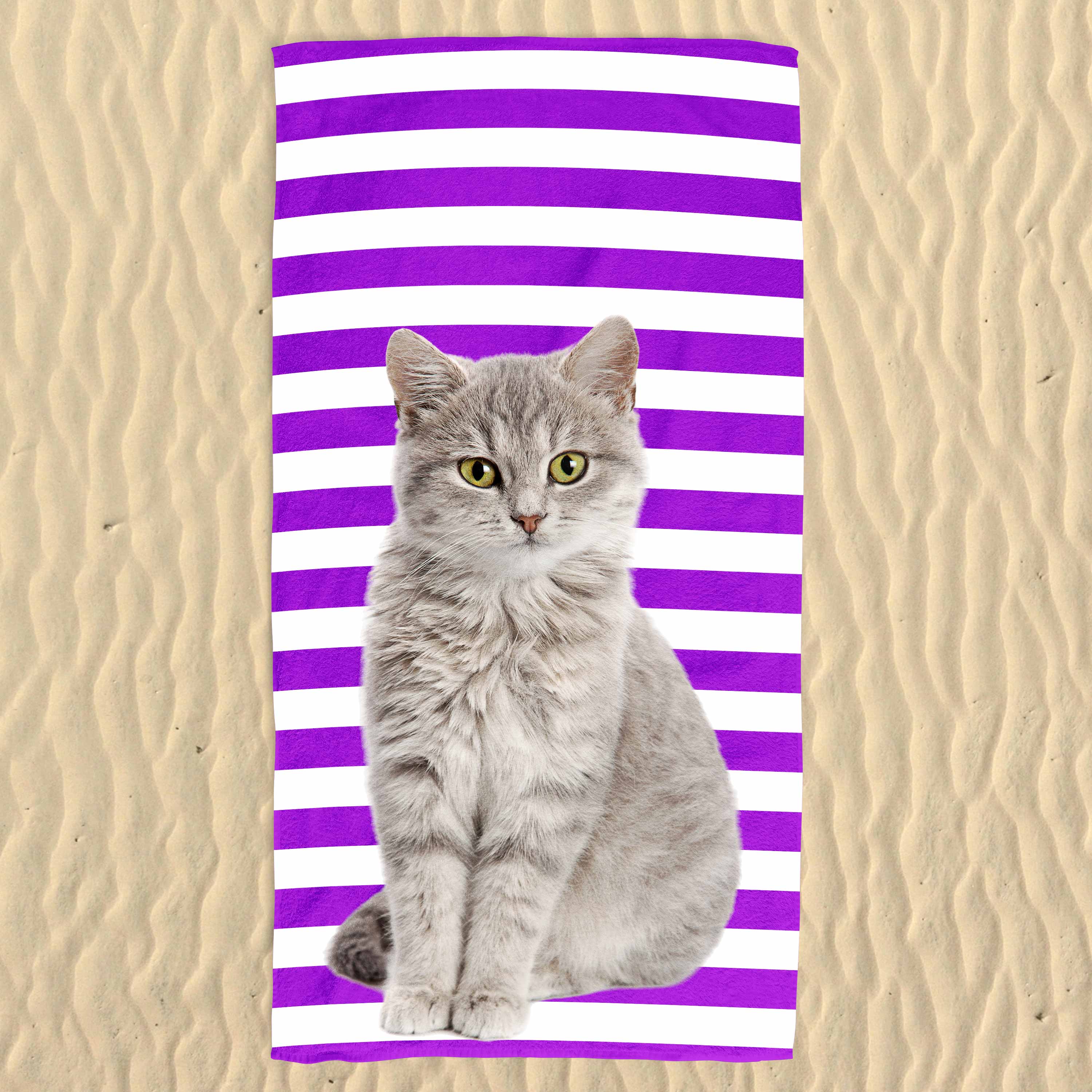 Your Cat Stripe Pattern Beach Towel