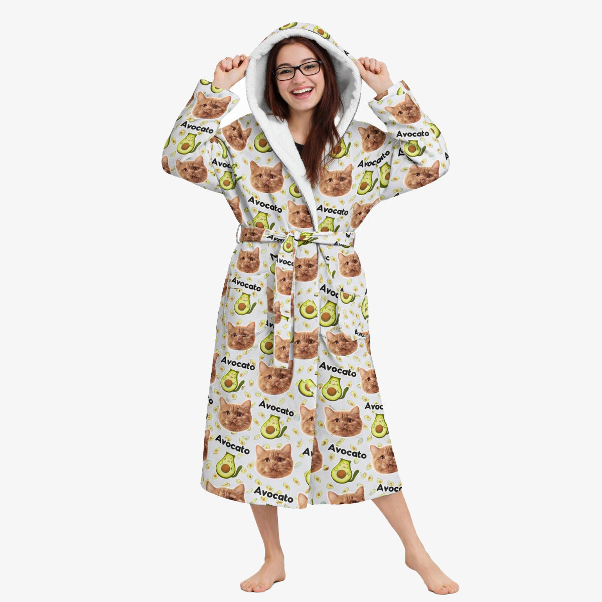 Avocato Cat Faces Personalised Dressing Gown