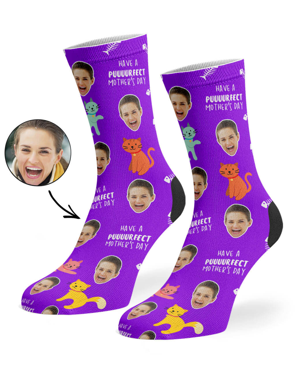 Photo Print Purrfect Mother's Day Socks