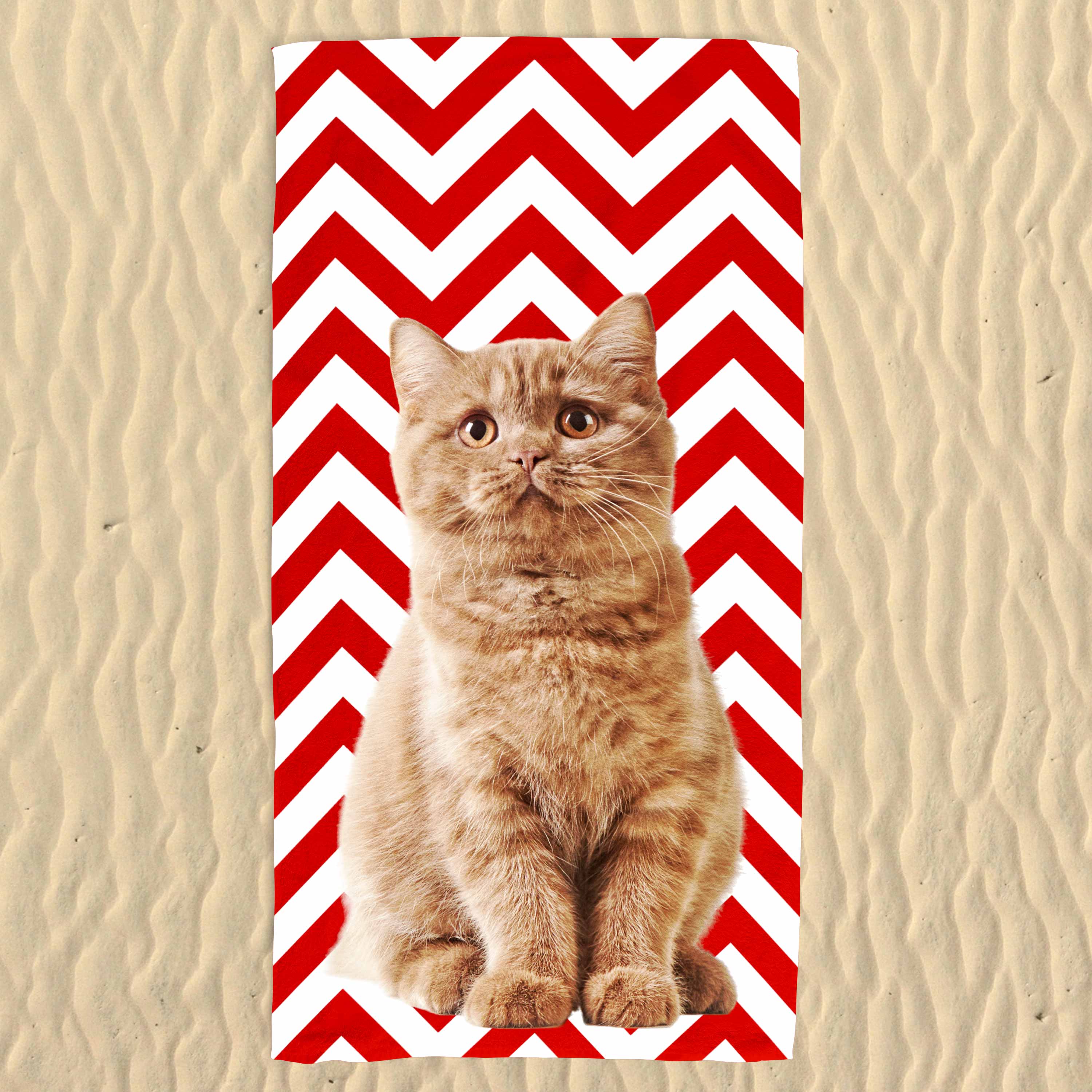 Your Cat Zig Zag Pattern Beach Towel