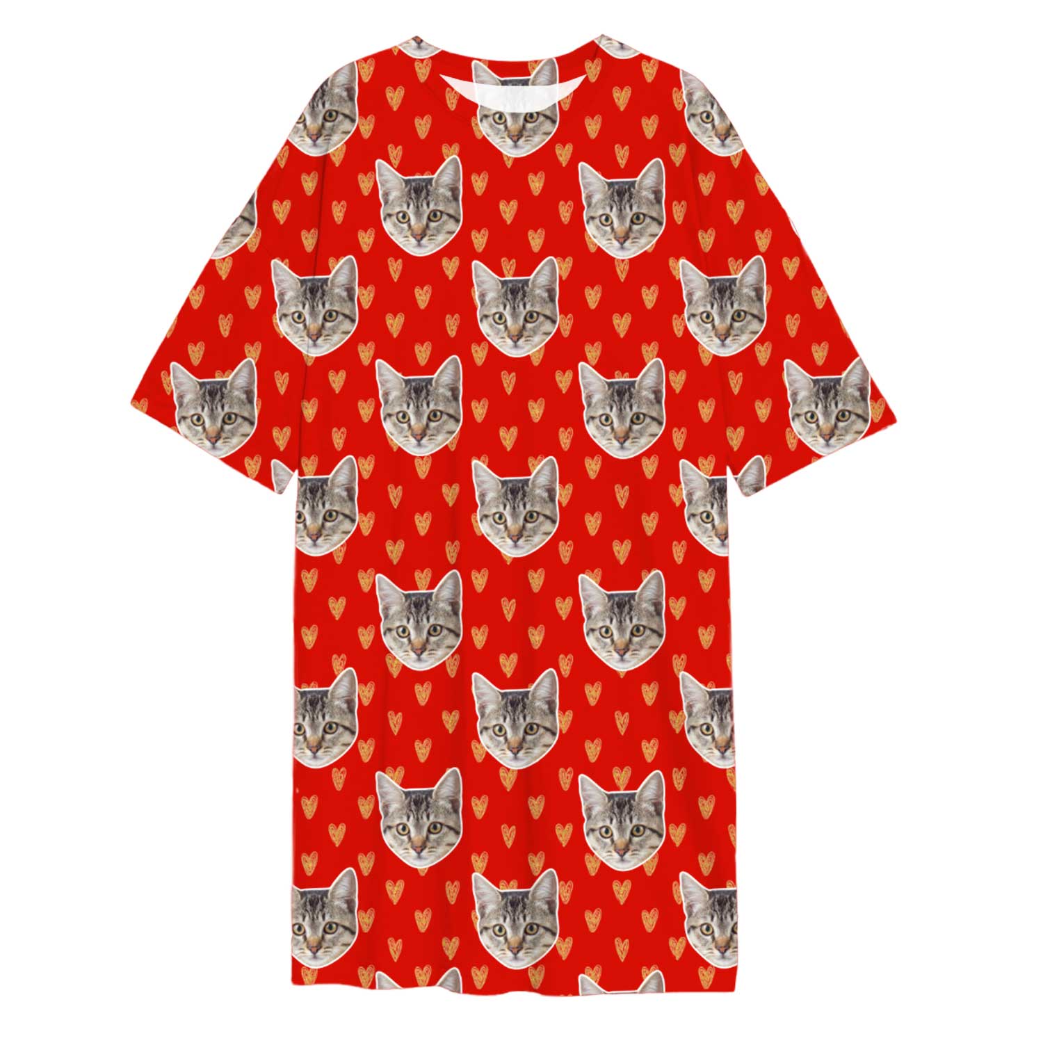 Gold Hearts Cat Faces Custom Sleep Tee