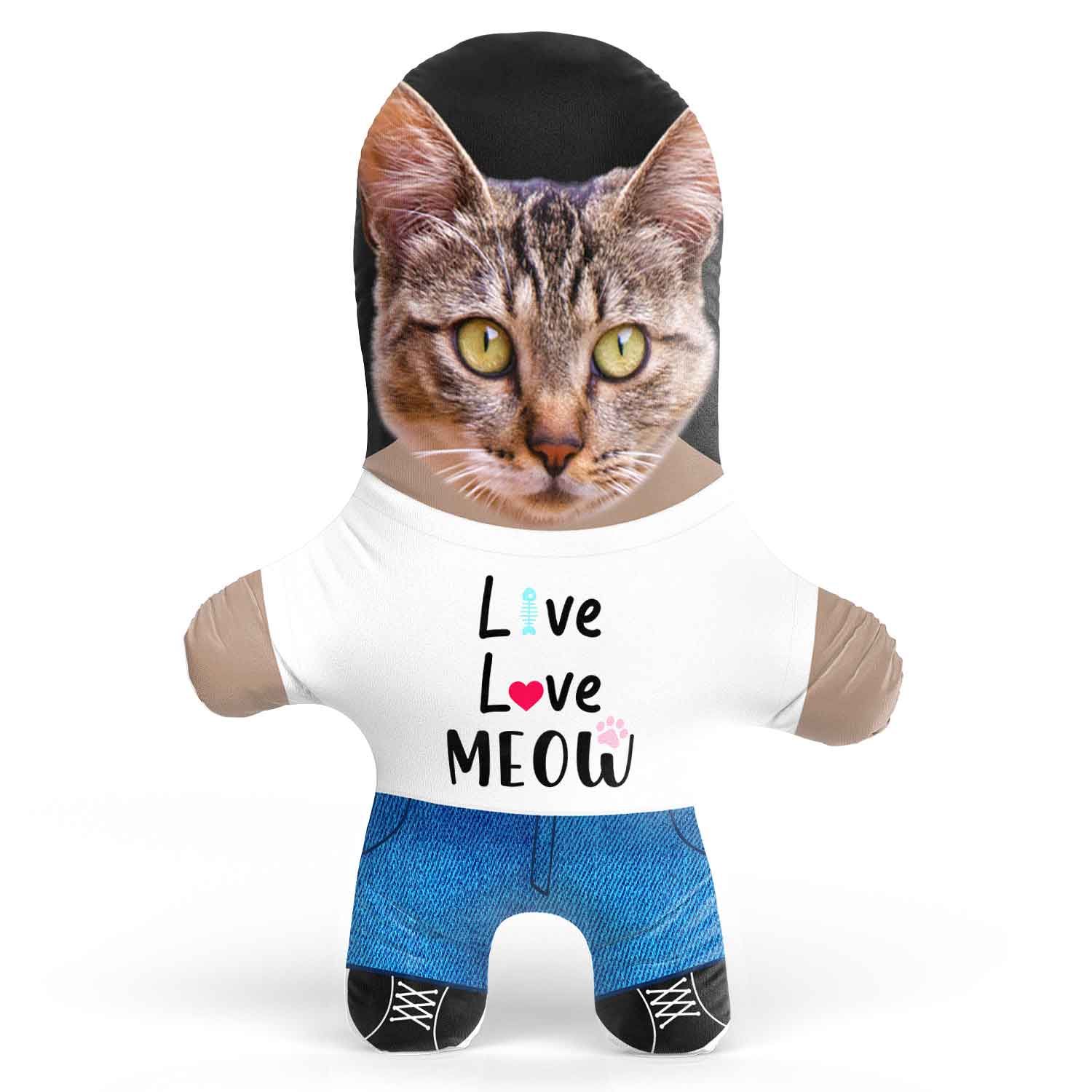 Live Love Meow Face Pillow