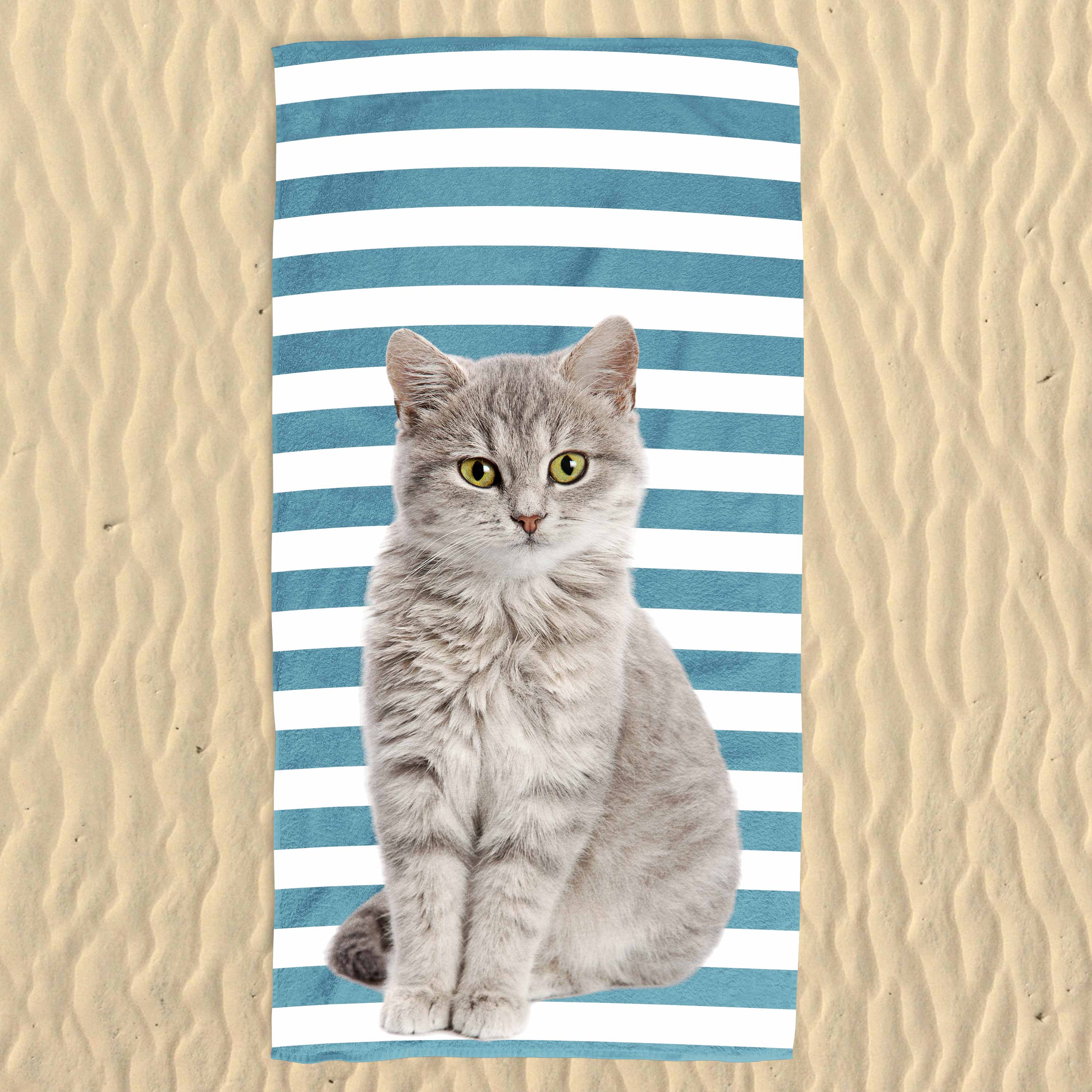 Your Cat Stripe Pattern Beach Towel