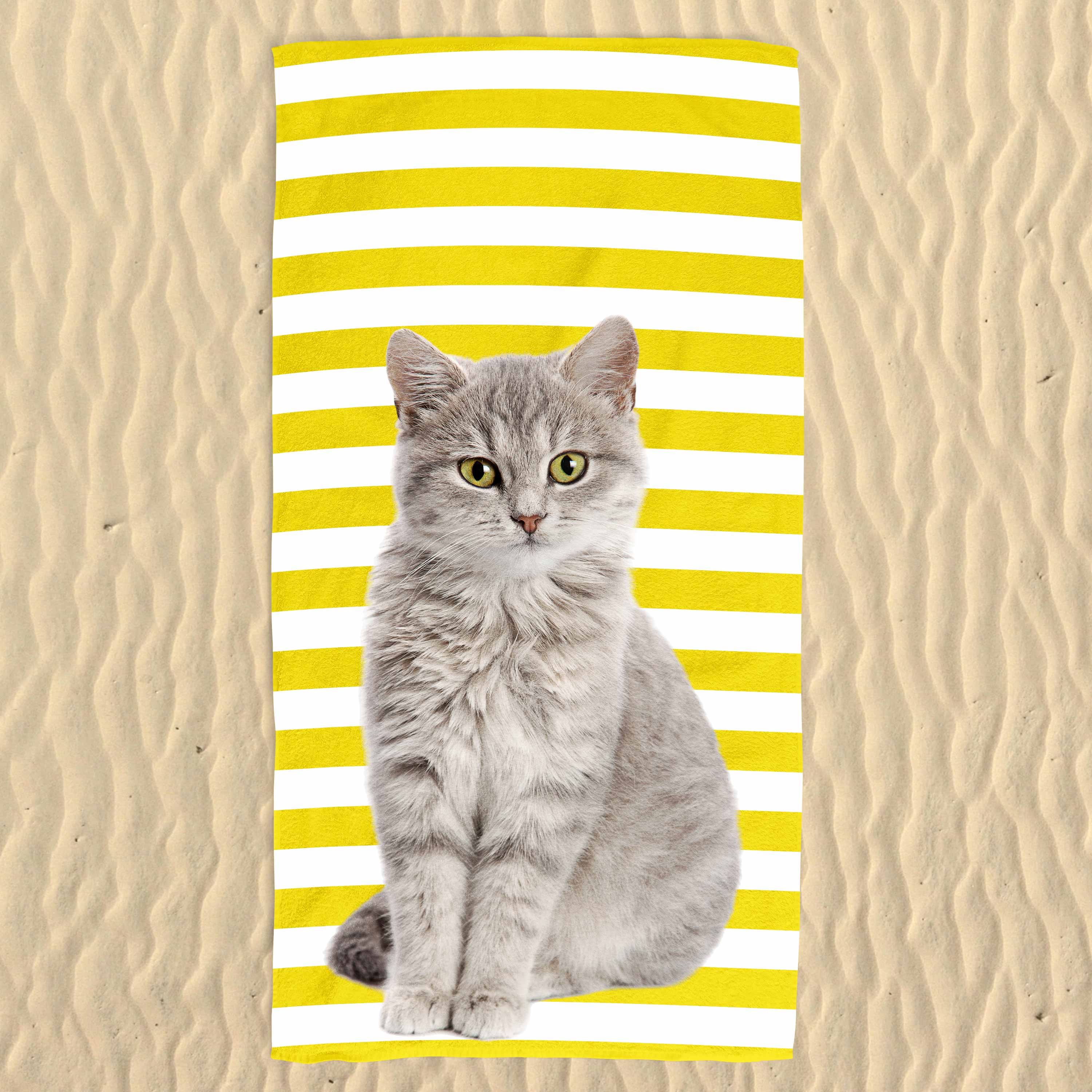 Your Cat Stripe Pattern Beach Towel