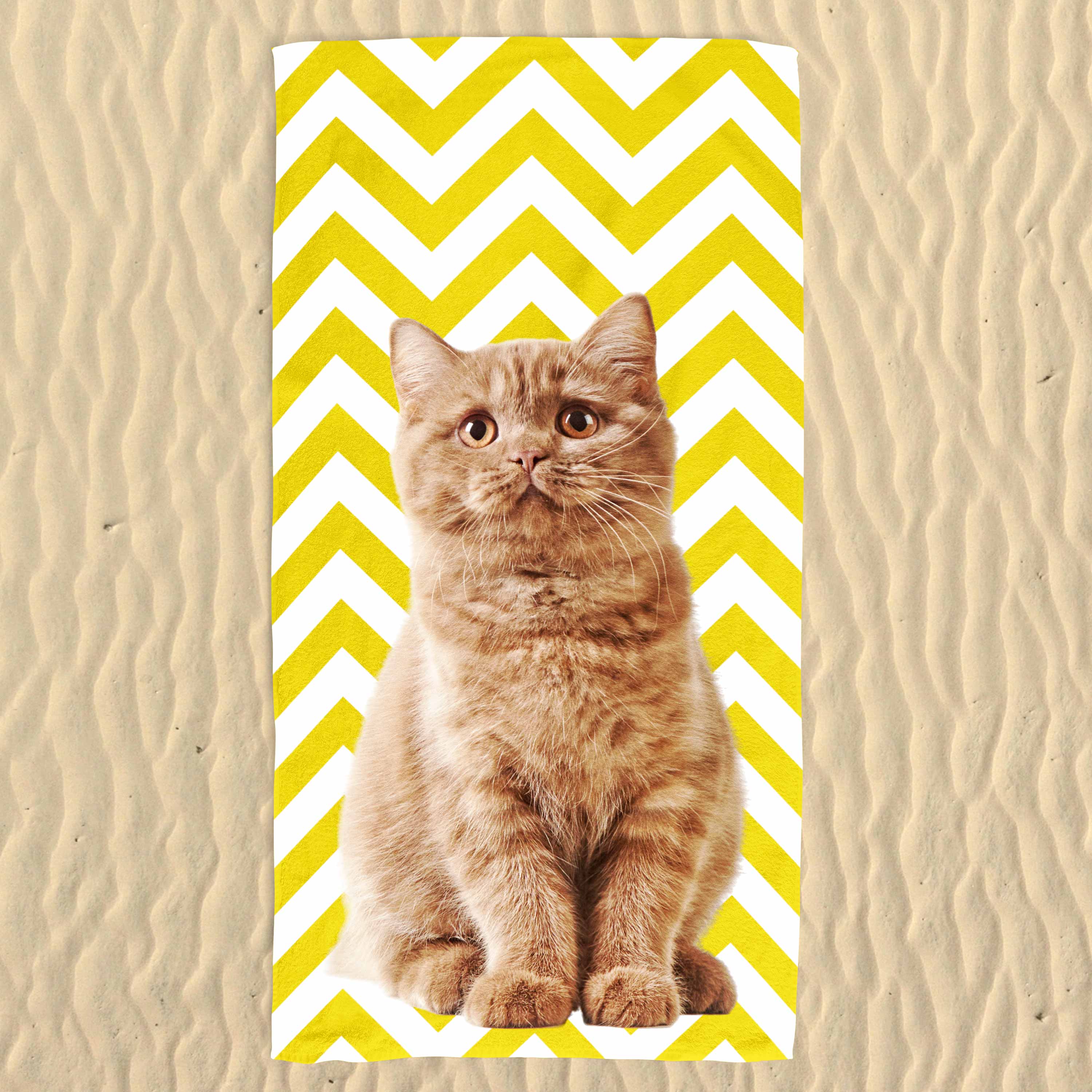 Your Cat Zig Zag Pattern Beach Towel