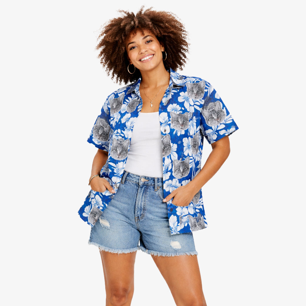 Your Cat Blue Custom Hawaiian Shirt