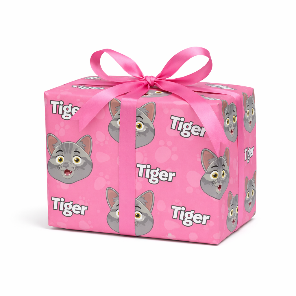 Your Cat Cartoon Personalised Wrapping Paper
