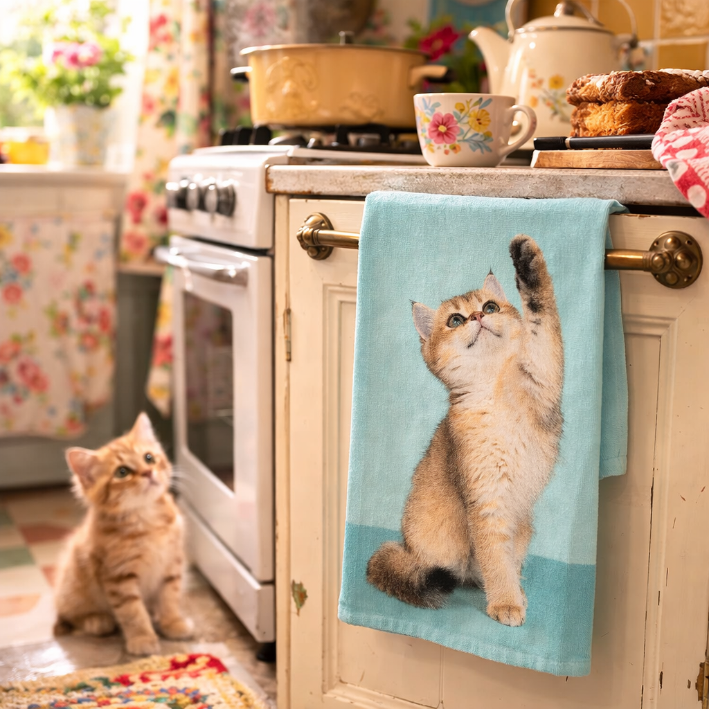 Your Cat Full Photo Personalised Tea Towel