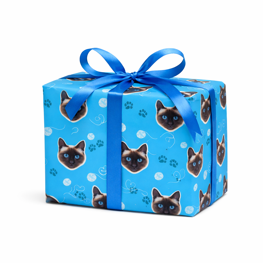 Your Cat Pawprints & Hearts Wrapping Paper