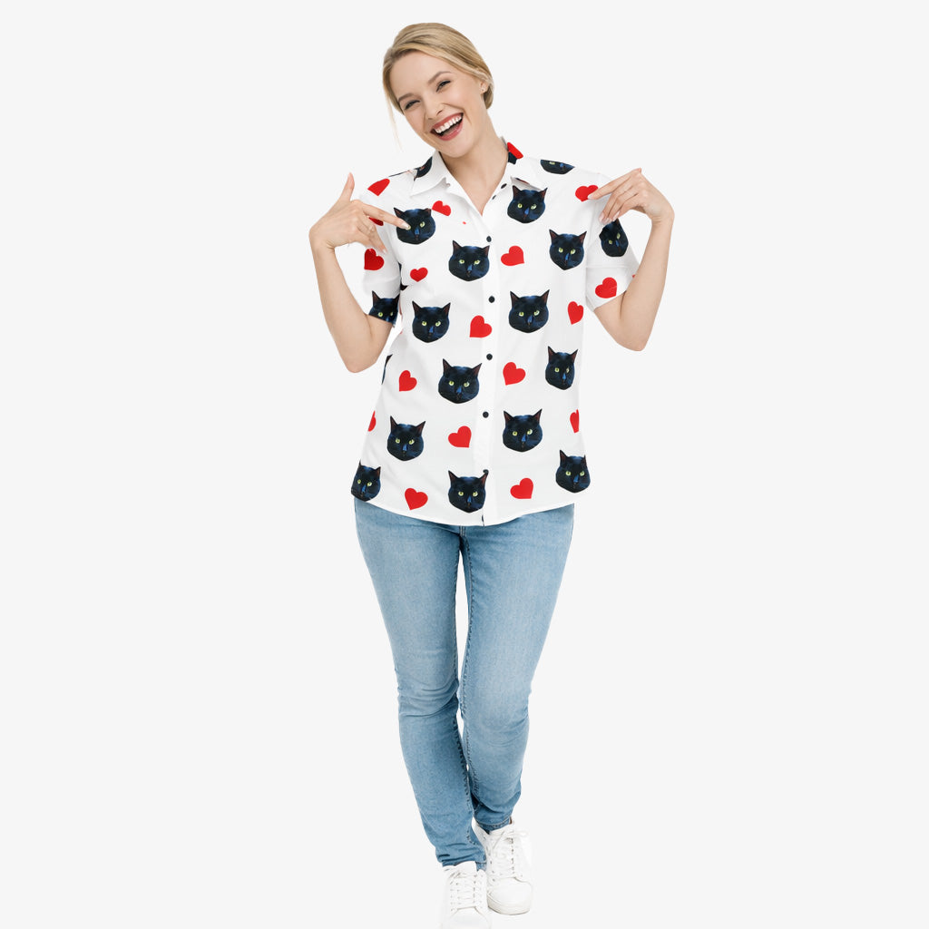 Your Cat Red Hearts Custom Hawaiian Shirt