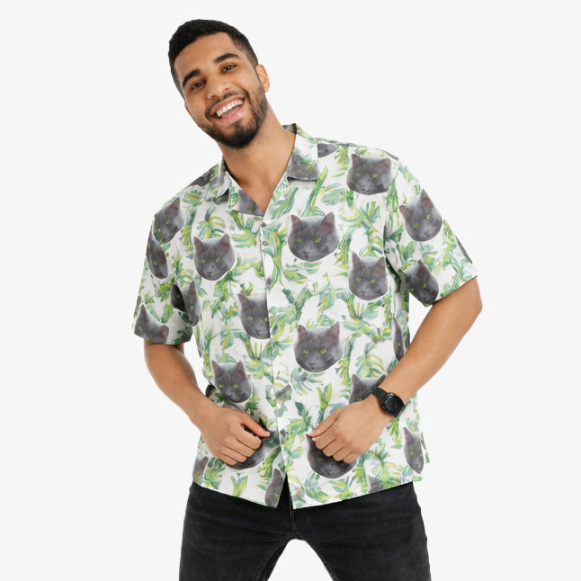 Your Cat Tropical Leaf Custom Hawaiian Shirt