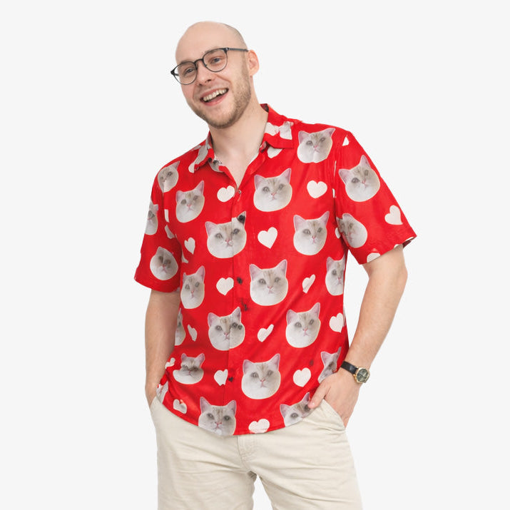 Your Cat White Hearts Hawaiian Shirt