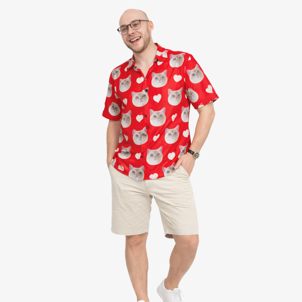Your Cat White Hearts Hawaiian Shirt