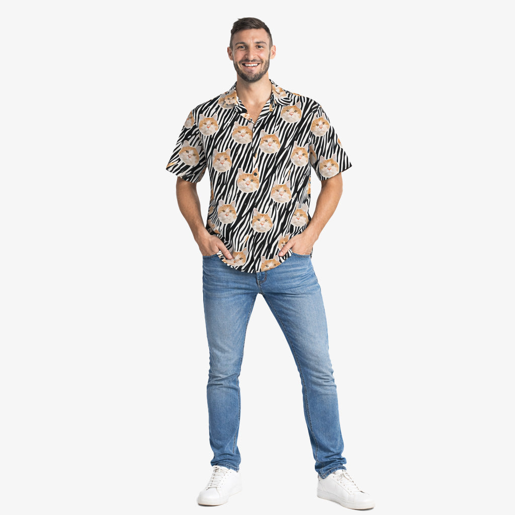 Your Cat Zebra Print Custom Hawaiian Shirt