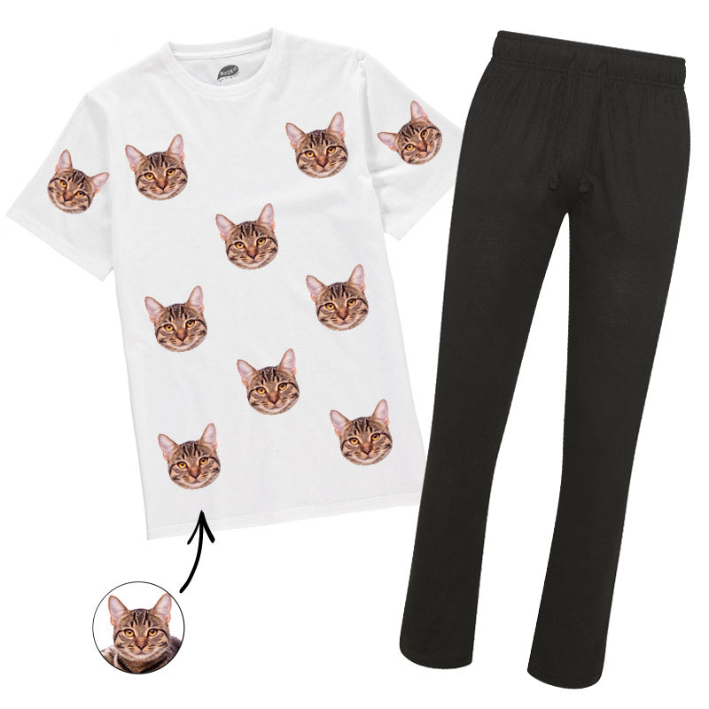 Men's Cat Pyjamas - Red Tartan Trouser Set