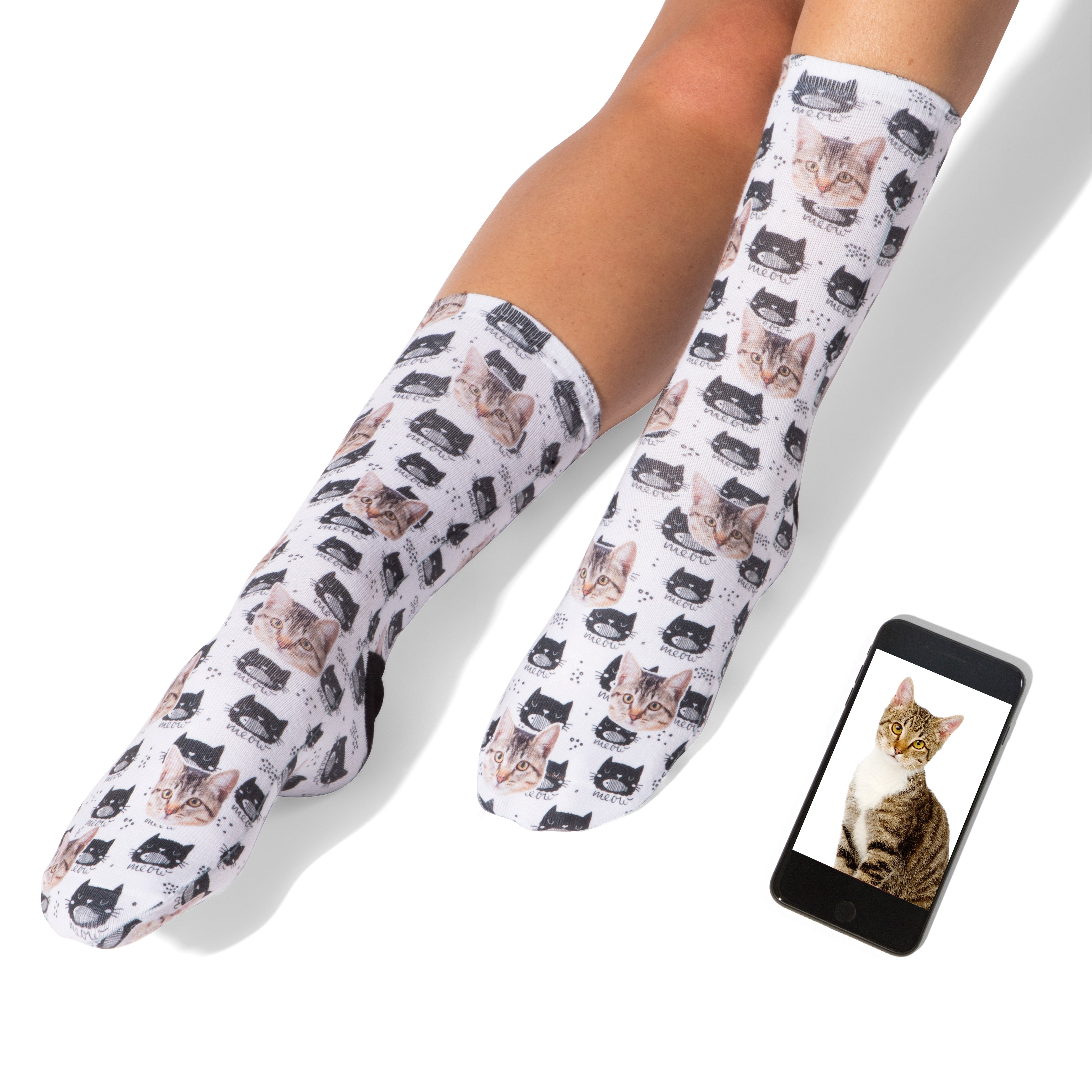 Meow Cat Pattern Socks